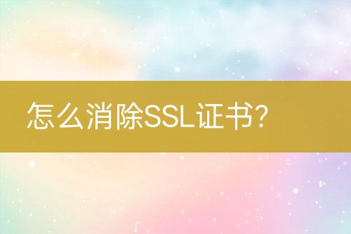 怎么消除SSL证书？