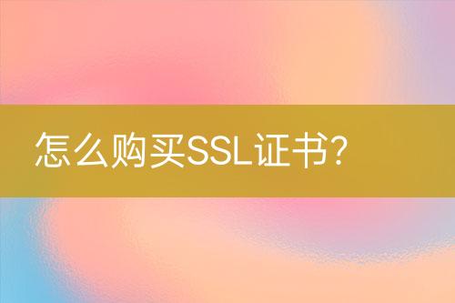 怎么购买SSL证书？