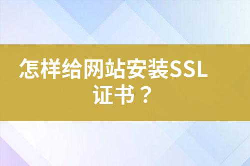 怎样给网站安装SSL证书？