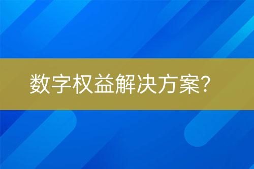 数字权益解决方案？