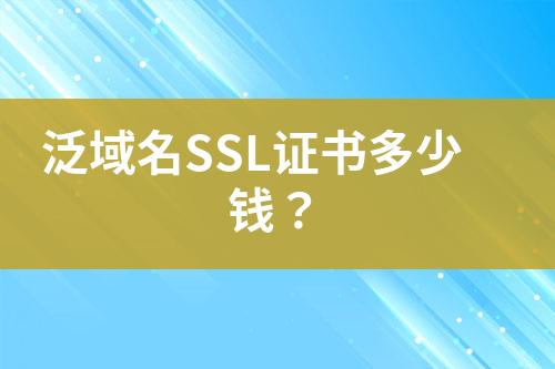 泛域名SSL证书多少钱？