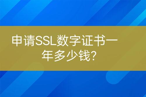 申请SSL数字证书一年多少钱？