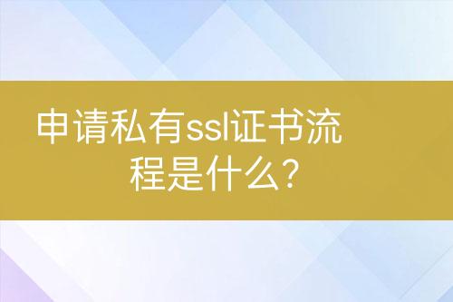 申请私有ssl证书流程是什么？
