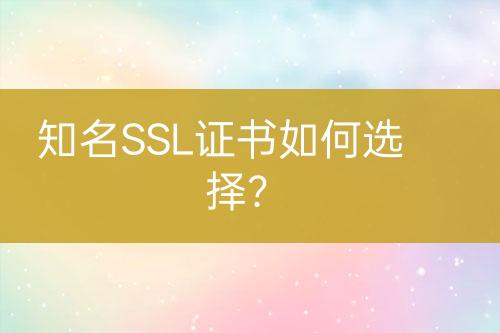 知名SSL证书如何选择？