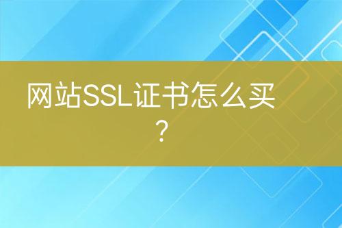 网站SSL证书怎么买？