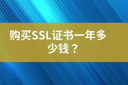 购买SSL证书一年多少钱？