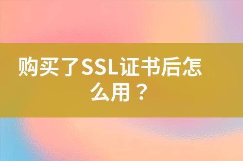 购买了SSL证书后怎么用？